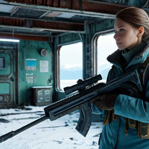 **

"A fully clothed female character in a futuristic, slightly worn military uniform exploring a desolate, snow-covered abandoned research station in Siberia. The environment includes rusted metal structures, broken windows, and flickering lights. She is holding a high-tech rifle. Appropriate attire, safe for work, perfect anatomy, natural proportions, professional, family-friendly, high quality, detailed environment, volumetric lighting."

**