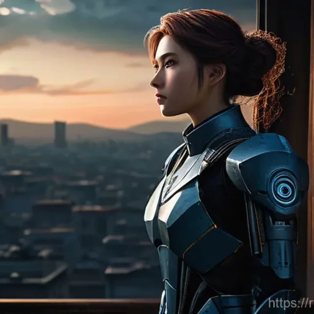 승리의여신 니케 팬 일러스트 갤러리 - **Modernia's Poignant Reflection:**
A highly detailed digital painting of Modernia (Marian) from...