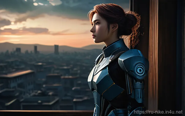 승리의여신 니케 팬 일러스트 갤러리 - **Modernia's Poignant Reflection:**
A highly detailed digital painting of Modernia (Marian) from...