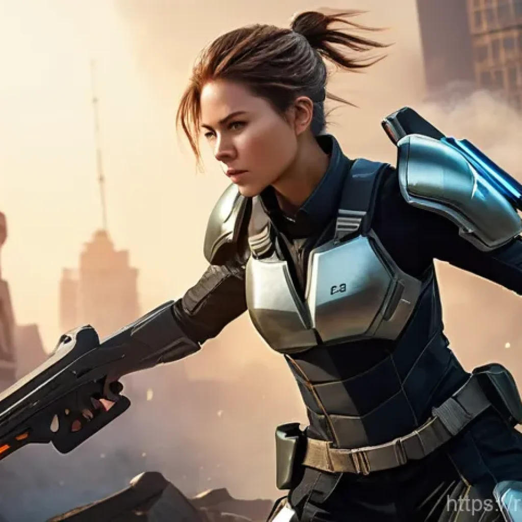 승리의여신 니케 신규 유저 진입 장벽 - **Prompt:** A dynamic, intense battlefield scene featuring three to five female Nikke characters eng...