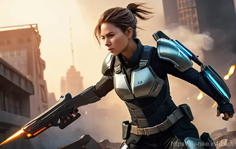 승리의여신 니케 신규 유저 진입 장벽 - **Prompt:** A dynamic, intense battlefield scene featuring three to five female Nikke characters eng...