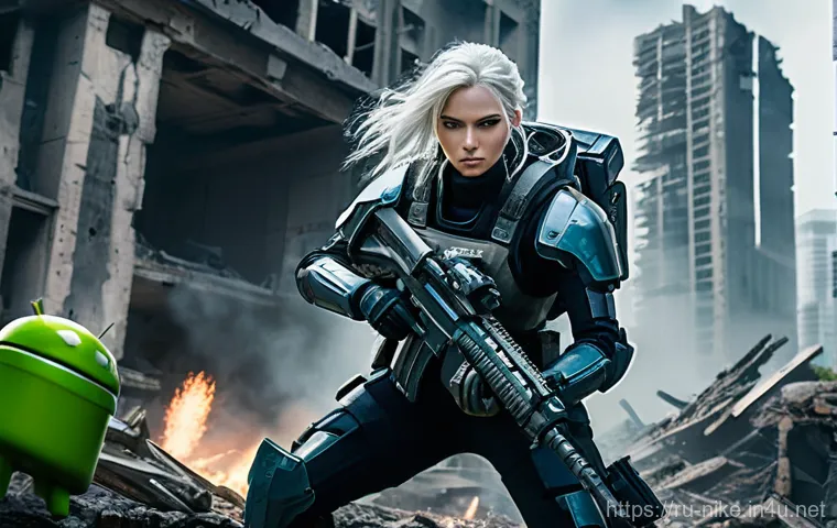 승리의여신 니케 팬층 분석 - Prompt 1: "Dynamic Combat in a Ruined Cityscape"**