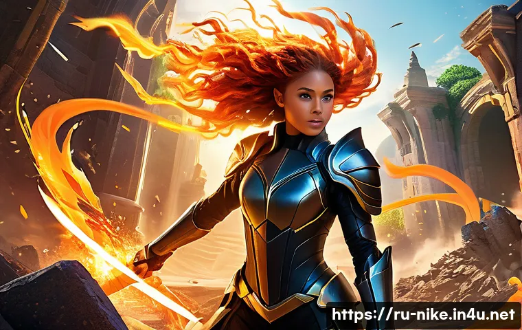 승리의여신 니케 최단 클리어 기록 - A dynamic battle scene featuring Ariana, a female attacking hero wearing stylish battle armor and li...