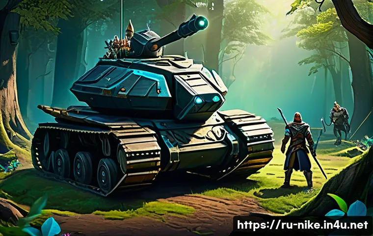 승리의여신 니케 최적의 파밍 경로 - A detailed fantasy game farming scene featuring a diverse party of heroes in mid-action: a sturdy ta...