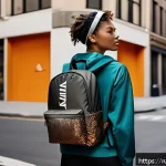 Home 20 승리의여신 니케 공식 크리에이터 협업 - A dynamic urban scene featuring a young adult wearing a Nike x Victory Goddess collaboration outfit,...