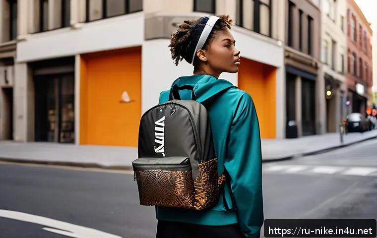 승리의여신 니케 공식 크리에이터 협업 - A dynamic urban scene featuring a young adult wearing a Nike x Victory Goddess collaboration outfit,...