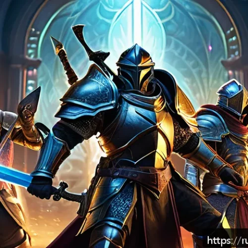 Home 30 승리의여신 니케 플레이 가이드 제작 - A dynamic fantasy battle scene featuring a well-balanced team of heroes engaged in combat: a heavily...